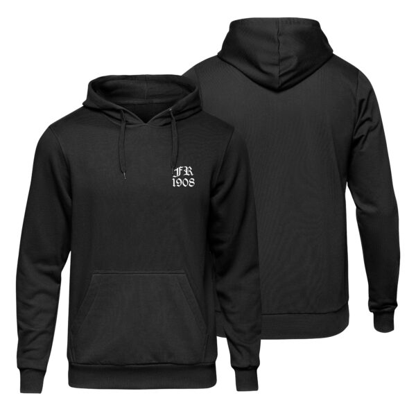 OLD ENGLISH – FR1908 WHITE on BLACK (hoodie)