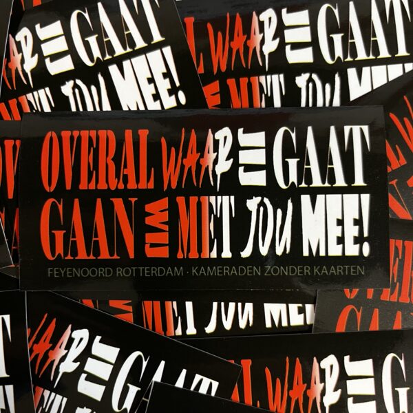 ”OVERAL WAAR JIJ GAAT” rood-wit MIX- STICKERS 20st.