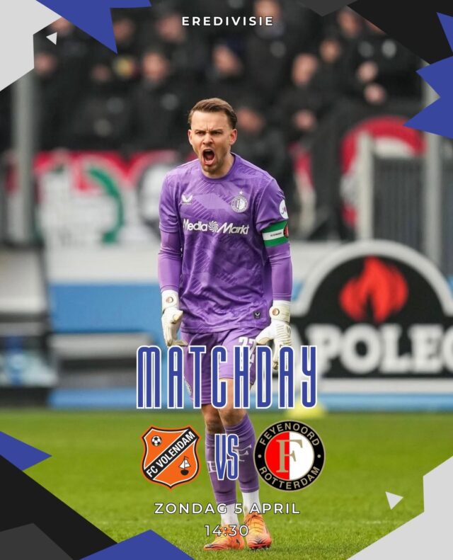 🔥𝐌𝐀𝐓𝐂𝐇𝐃𝐀𝐘🔥
Volendam uit. Nu Twente over de neuzen heen zijn gegaan hebben we een nieuwe achtervolger voor plek 2 erbij. Met nec op gelijke hoogte moet er gewonnen worden vandaag! Tegen nummer 14 van de competitie moet dit kunnen om weer op 3 punten afstand te komen! 

#Feyenoordrotterdam #Feyenoord #010 #fr1908 #kameradenzonderkaarten